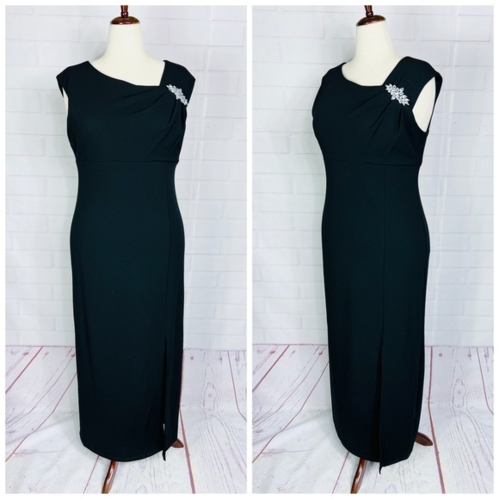 👗NWOT |•SLNY•| Beautiful Black Rhinestone Broach Formal Dress Size 14